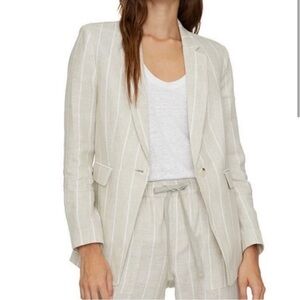 Sanctuary Sz S Cream Linen Striped Blazer